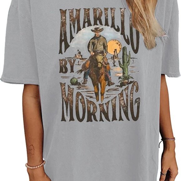 Tops - Oversized Vintage Western Graphic Tee Women's Soft Cotton T-Shirt